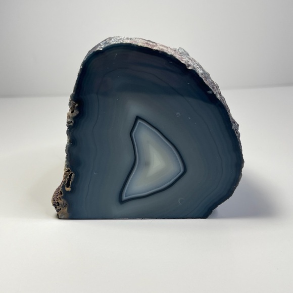 Blue Grey Agate Geode Candle Holder Half Polished Home Decor Gemstone Rock - Picture 13 of 13
